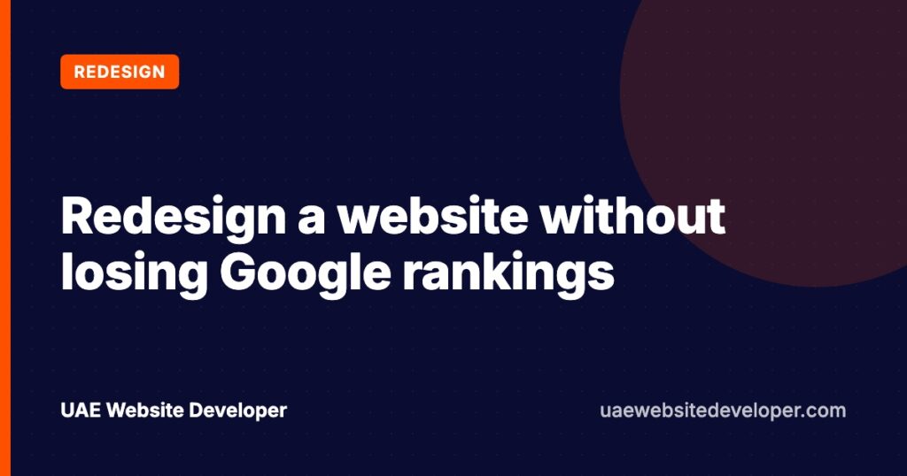 Cover image with the title Redesign a website without losing Google rankings